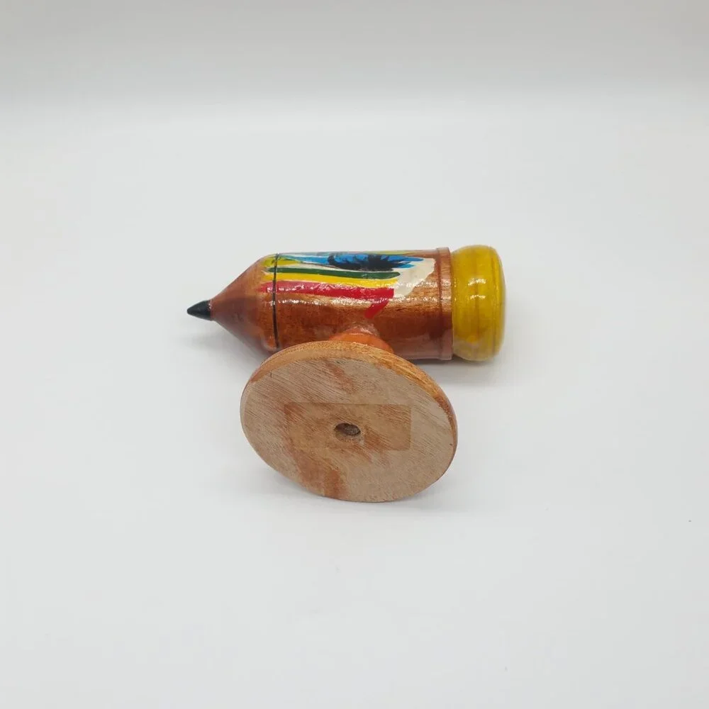 Vintage Wooden Hand Carved Pen Pencil Holder